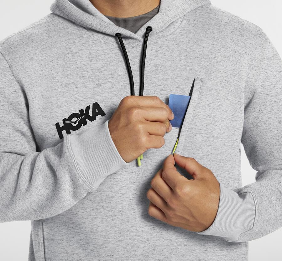 Hoodie Mens - Hoka One One Performance - Grey - OGTFHKM-86